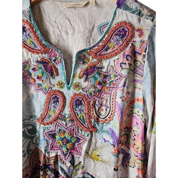 Soft Surroundings Florent embellished beaded top tunic sz medium new WT344 - Picture 6 of 9